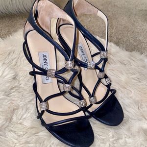 JIMMY CHOO Tetrus Swarovski crystal leather heels